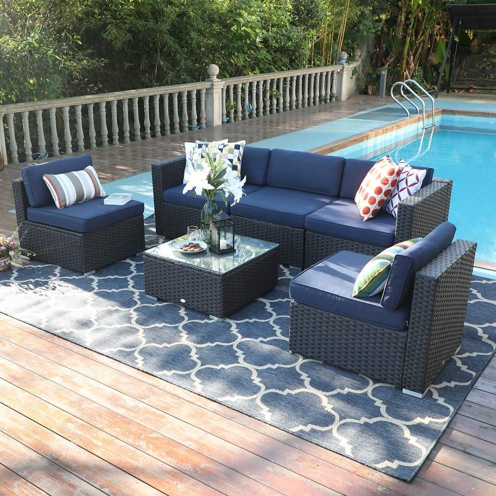 Shop Phi Villa 6 Piece Outdoor Rattan Sectional Sofa Set Overstock 29173651