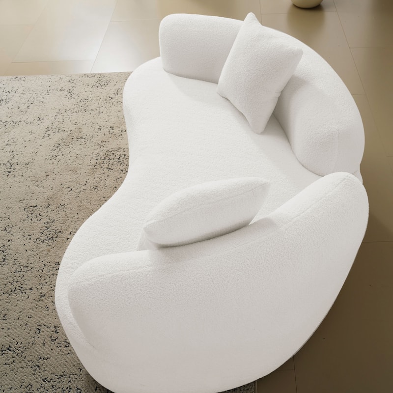 Anmytek Curved Loveseat Sofa 66.93 Inch No-Assembly Teddy Velvet Compact