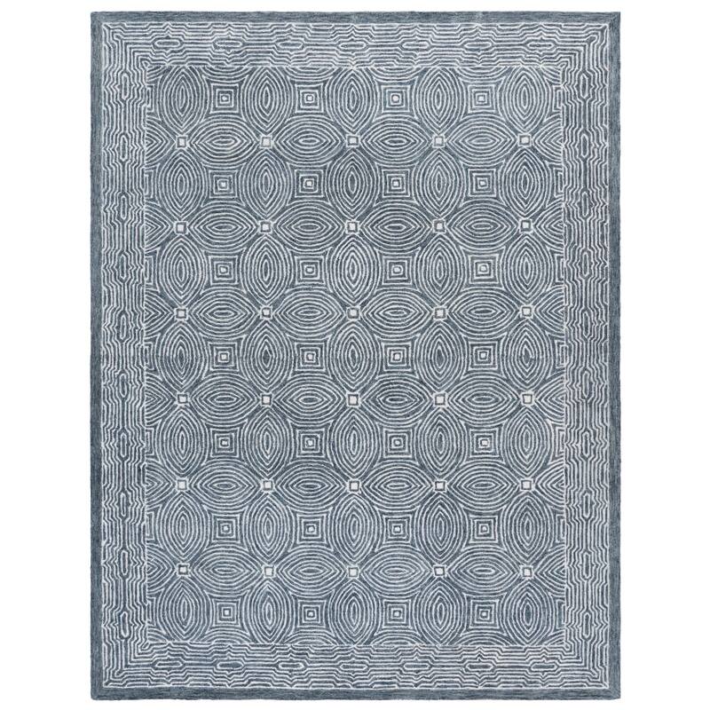 SAFAVIEH Handmade Micro-Loop Marve Transitional Wool Rug - Navy/Ivory - 9' x 12'