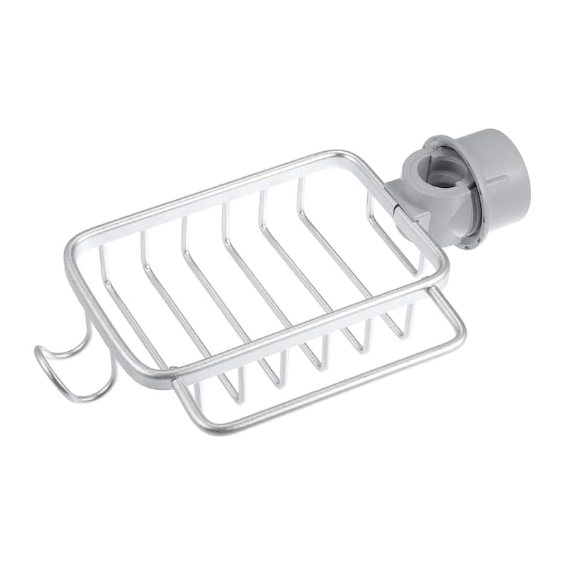 Sink Caddy Sponge Holder Square Aluminum Faucets Caddy Organizer - 10.24"x5.71"x2.56"