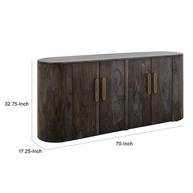 Eray Sideboard Buffet Cabinet Console, 4 Door Bronze, Black Mango Wood