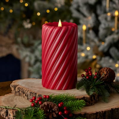 Swirl Motion Flameless Candle 4x8 Red