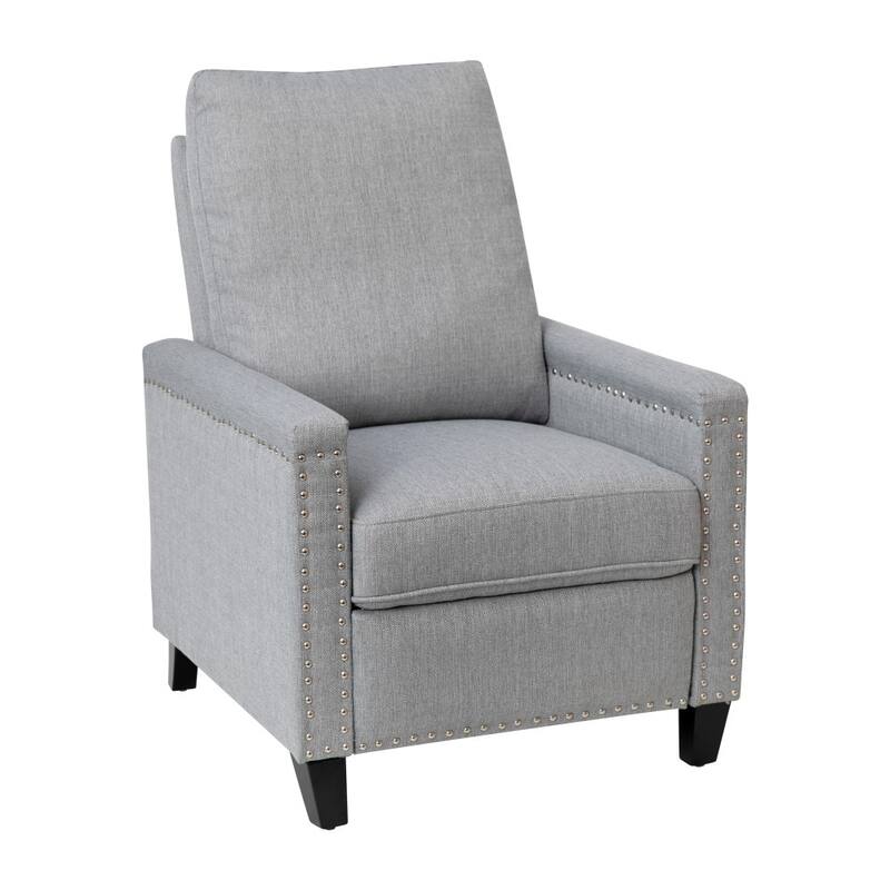 Push Back Recliner with Pillow Style Backrest and Accent Nail Trim