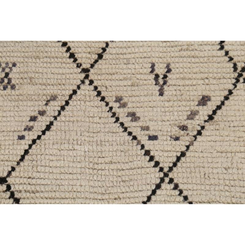 All-Over Trellis Moroccan Oriental Area Rug Handmade Wool Carpet - 3'11"x 6'9"