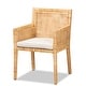 preview thumbnail 1 of 9, Karis Rattan Dining Chair - Handwoven Wicker Armchair with Mahogany Wood, Coastal Boho Style Indoor Seating Natural Rattan/White