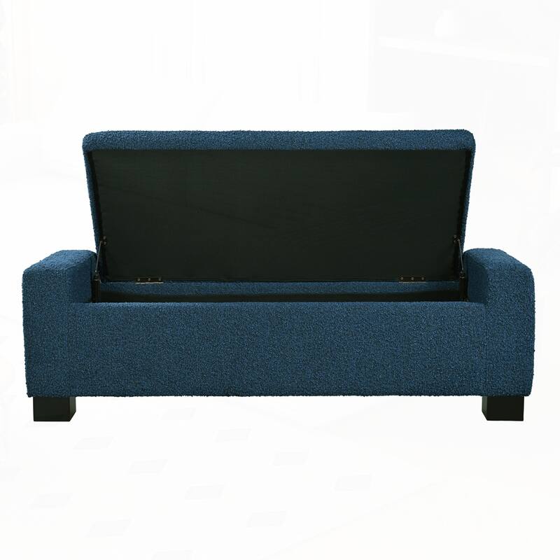 Textured Fabric Rectangular Design Ottoman Bench