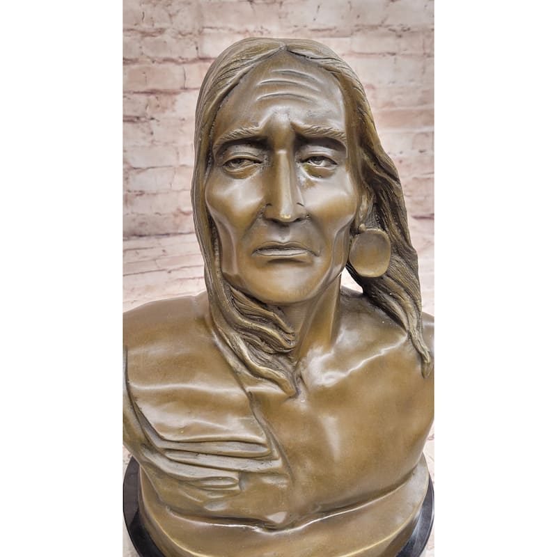 Signed Original Artwork By Milo Native American Chief Bronze Sculpture Bust