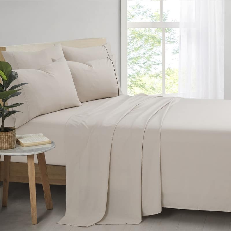 Swift Home Breathable and Durable Poly Bamboo 6-Piece Bed Sheet Set - King - Cream
