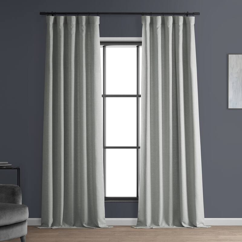 Exclusive Fabrics Italian Faux Linen Room Darkening Curtains (1 Panel) - Sophisticated Drapery for Versatile Décor - 50 X 120 - Portrait Grey