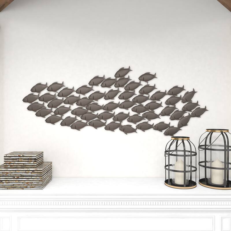 Dark Brown Metal Fish Home Wall Decor
