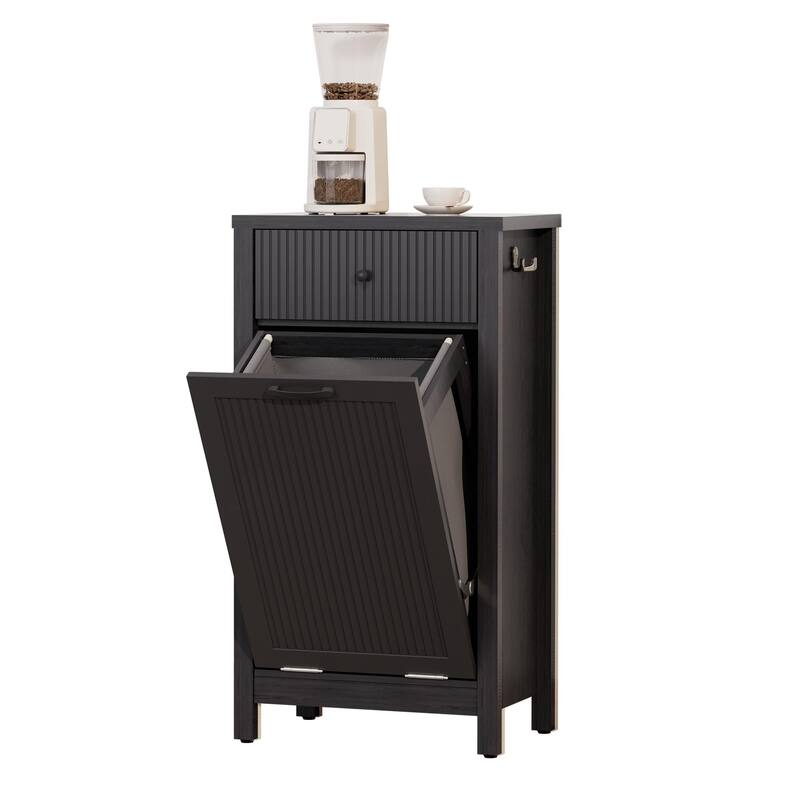 Black 10 Gallon Tilt Out Trash Cabinet with Drawers