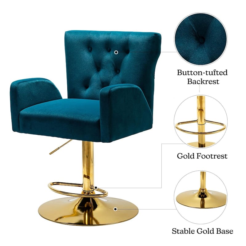 Loreto Modern Tufted Velvet Swivel chair with Adjustable Height Set of 2 by HULALA HOME