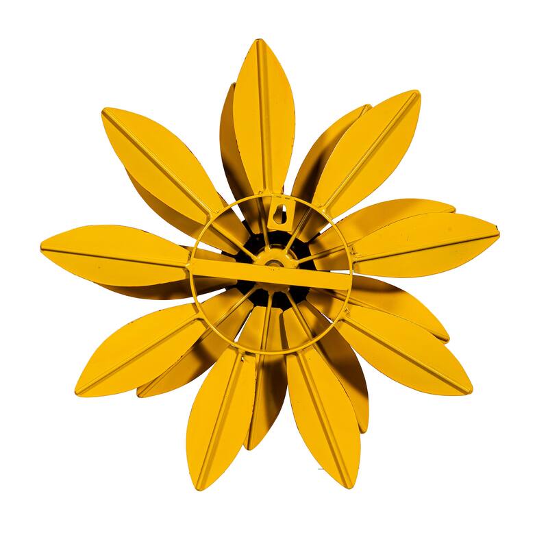 13" Metal Yellow Sunflower Wall Spinner