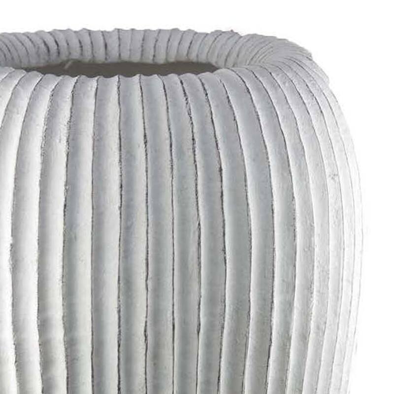 Nios Decorative Vase, Elongated Design, 26 Inch Weathered White Resin