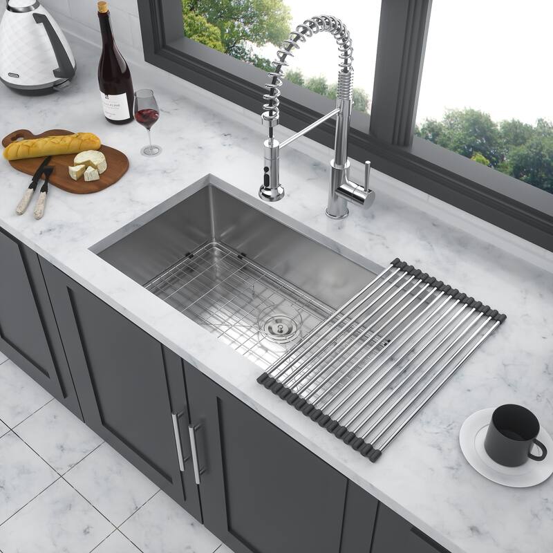 Undermount 16 Gauge Single Bowl Stainless Steel Kitchen Sink in Brushed Nickel
