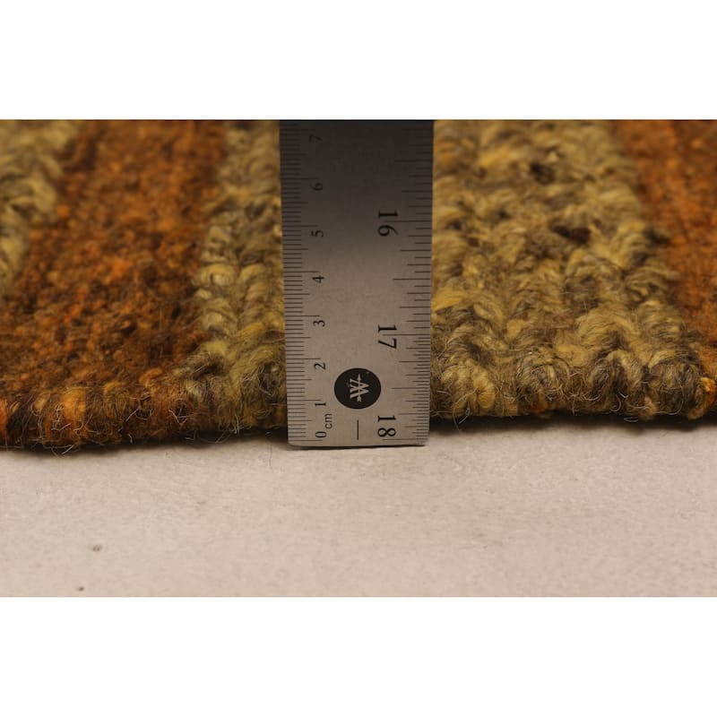 ECARPETGALLERY Flat-Weave Natural Brown Wool Tapestry Kilim - 6'7 x 6'5