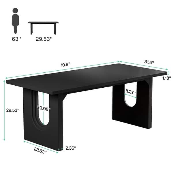 dimension image slide 0 of 4, 70.89" Rectangle Dining Table for 6-8 People, Modern Simple Wood Kitchen Table
