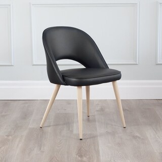 Coco Contract Grade Club Style Dining Chair With Wood Imprint Metal Base Set Of 2 Light Brown Base Black Faux Leather Ibt Shop