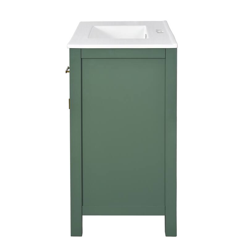 GDFStudio - Norham Modern Bathroom Vanity Set with Ceramic Sink and 4 Storage Drawers & 2 Doors - 36'W