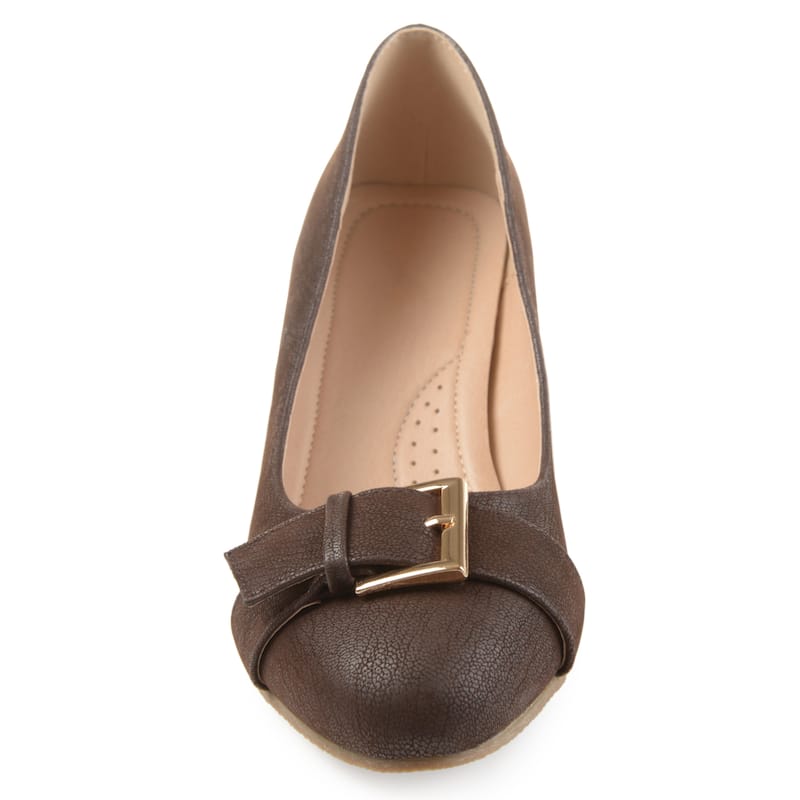 Journee Collection Women's Graysn Comfort Insole Slip On Round Toe Wedge - Medium - Brown - 12