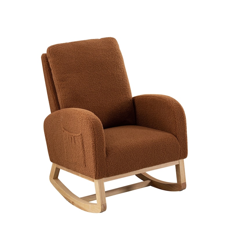 Nursery Rocking Glider Chair with High Back and Side Pocket