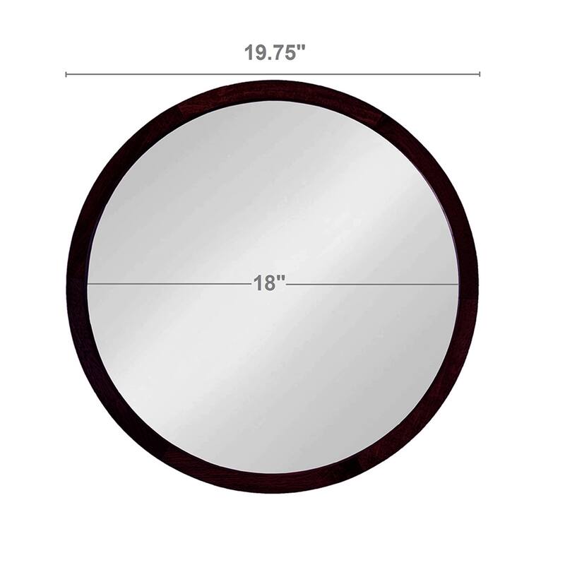 20" x 20" Circle Wall Mirror with Wooden Frame and Black Finish