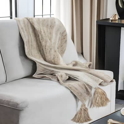HomeRoots Beige Woven 100% Poly Pet Throw Blanket