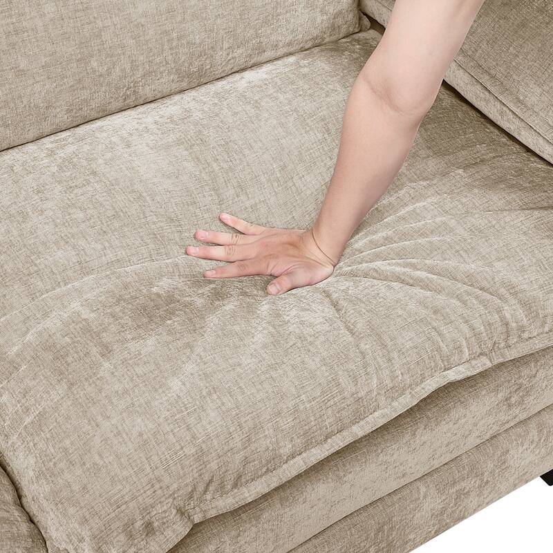 Modern Style Taupe Chenille Fabric Sofa with Plywood Frame