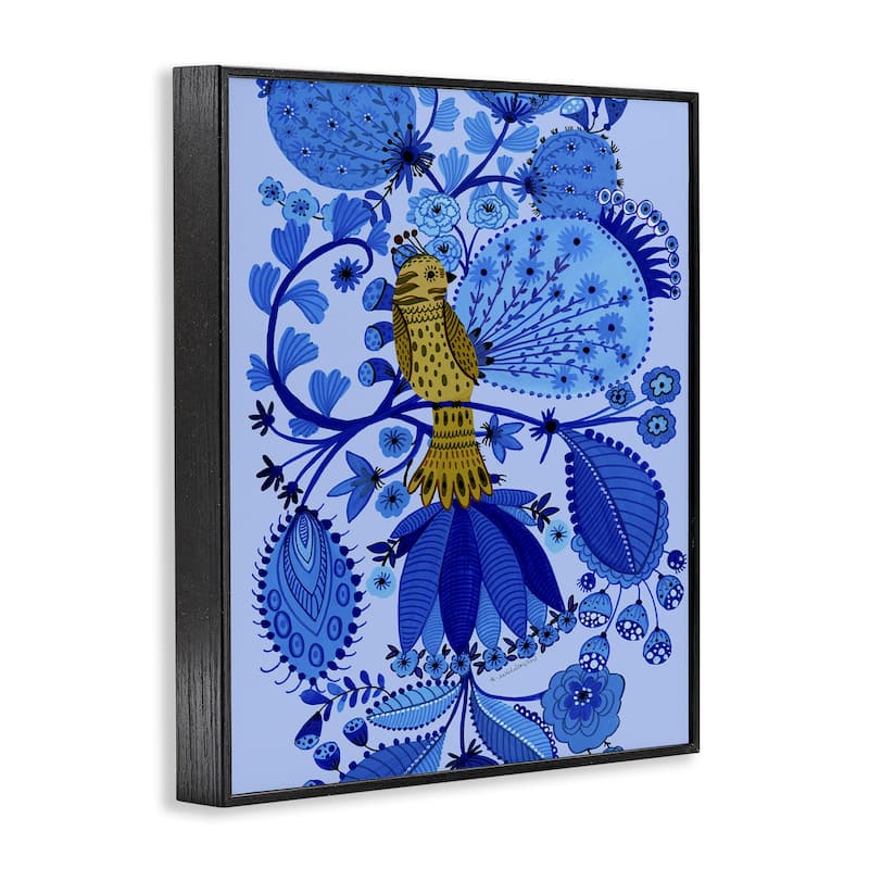 Stupell Folk Inspired Whimsical Bird Framed Giclee Art Design By Kay Widdowson