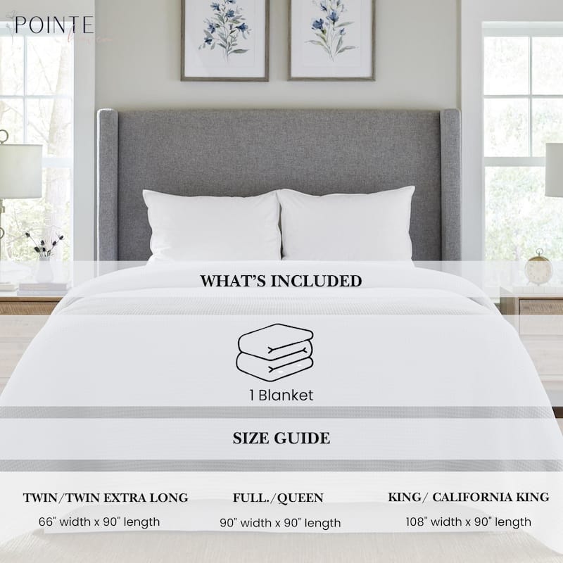 Pointehaven Long Staple Soft Cotton Waffle Blanket - 300 GSM - Hypoallergenic - Breathable - Moisture Absorbent