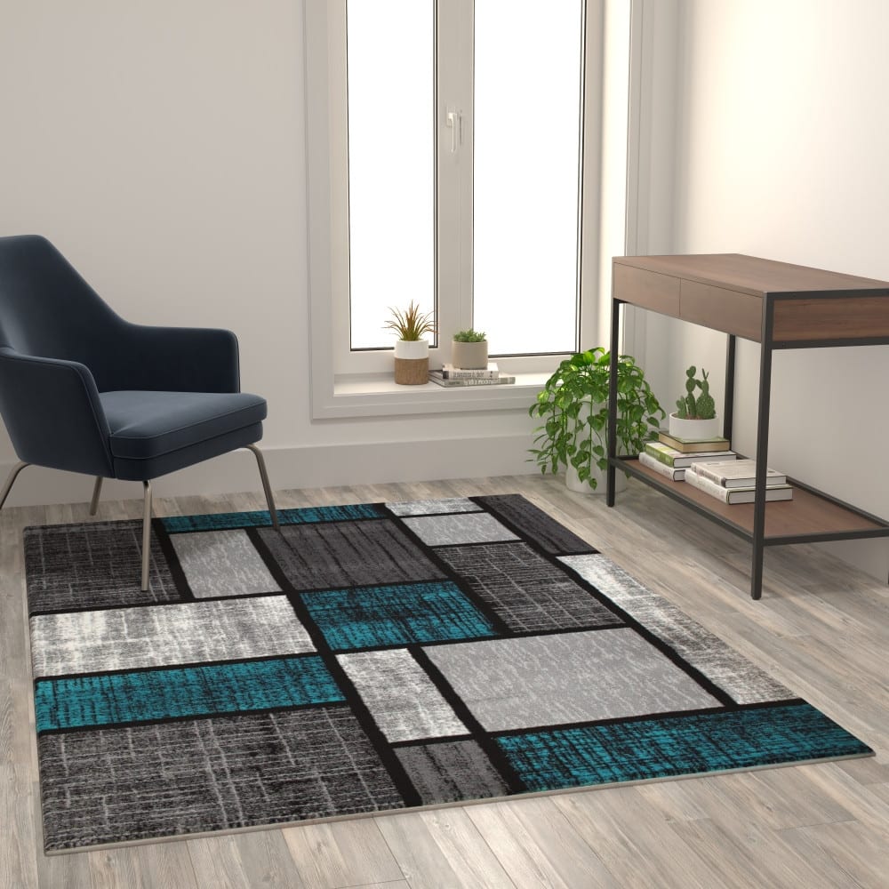 Modern Geometric Color Block Area Rug