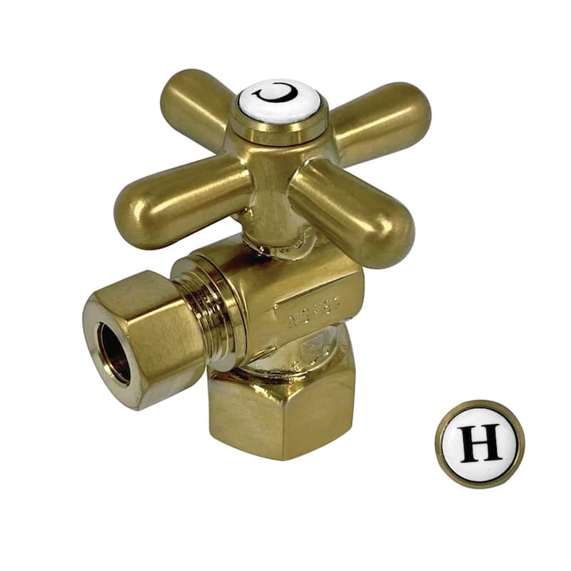 Kingston Brass Vintage Quarter Turn Valve (1/2-Inch FIP X 3/8-Inch O.D. Compression) - Brushed Brass