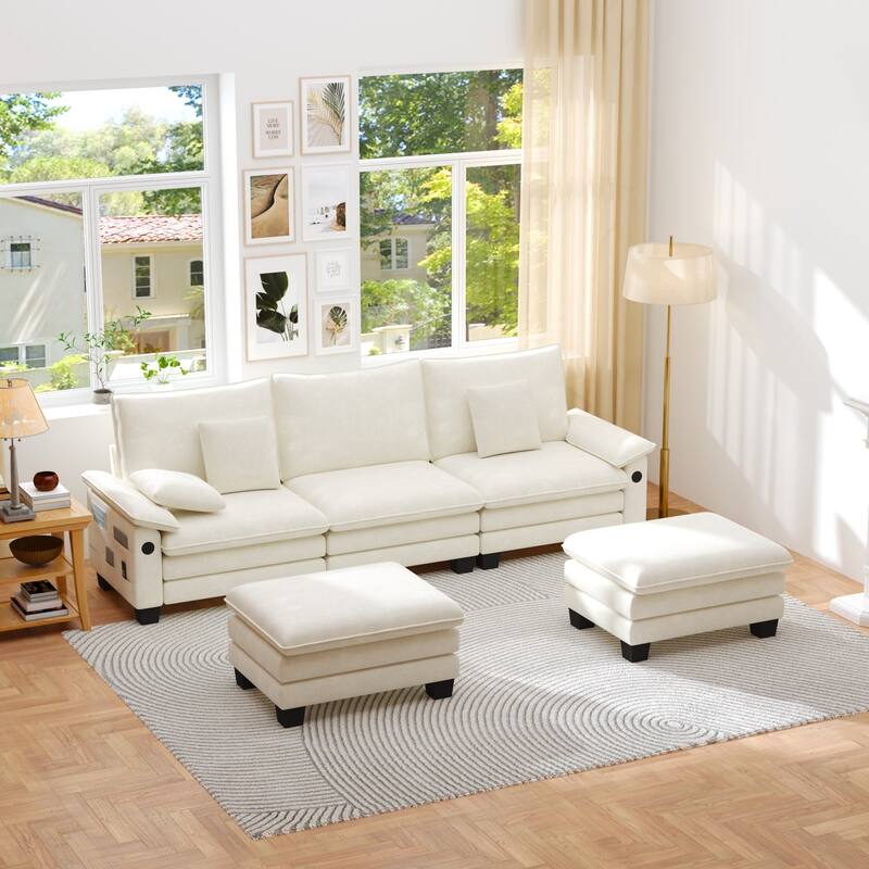 Living Room Furniture Sets, Modular Sectional Sofa Set with Ottoman for Living Room, Convertible Sofa Couch
