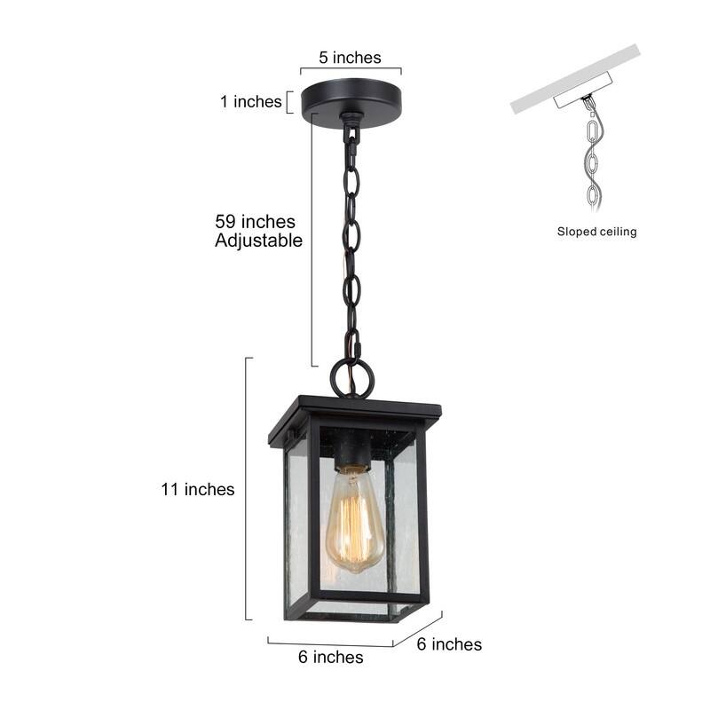 Modern Farmhouse Black 1-Light Outdoor Wall Sconce Glass Patio Lantern
