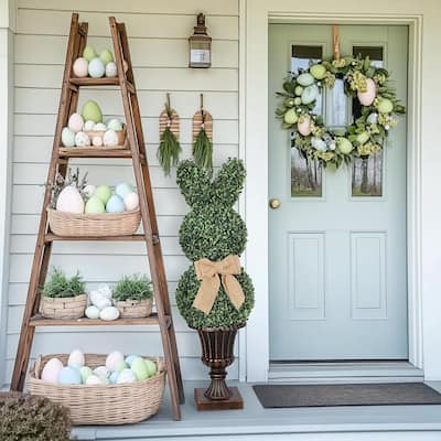 38" Artificial Boxwood Topiary Tree Double Ball for Home Decor