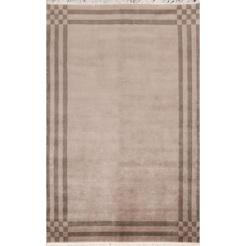 Nepalese Vegetable Dye Oriental Home Decor Area Rug Wool Hand-knotted - 6'2" x 8'9"
