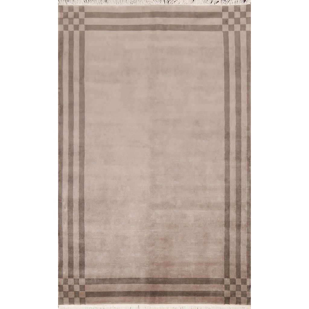 Nepalese Vegetable Dye Oriental Home Decor Area Rug Wool Hand-knotted - 6'2" x 8'9"