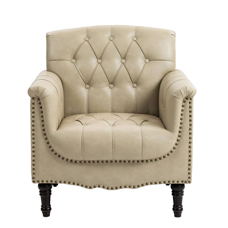 31" W Tufted Vegan Leather Accent Chairs for Living Room Set of 2