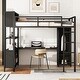 preview thumbnail 8 of 9, Full Size Metal Loft Bed with Wardrobe And L-shaped Desk, Storage Cubes and Shelves