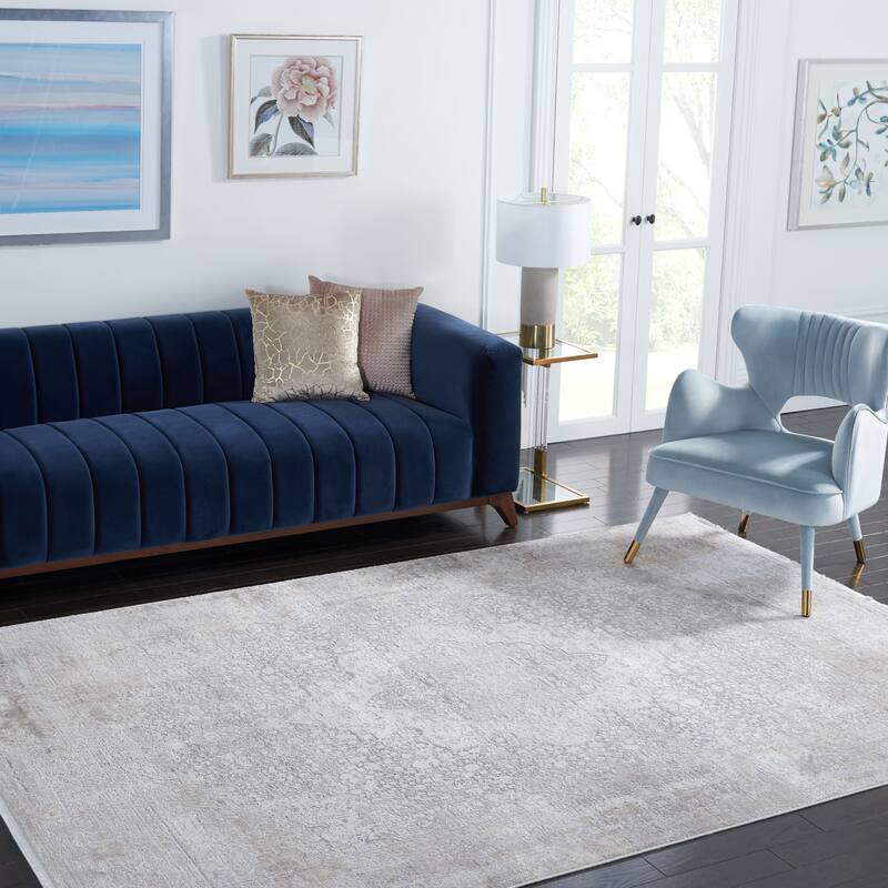 SAFAVIEH Signature Clyda Modern Viscose Rug - 5'3" x 7'7" - Grey/Ivory