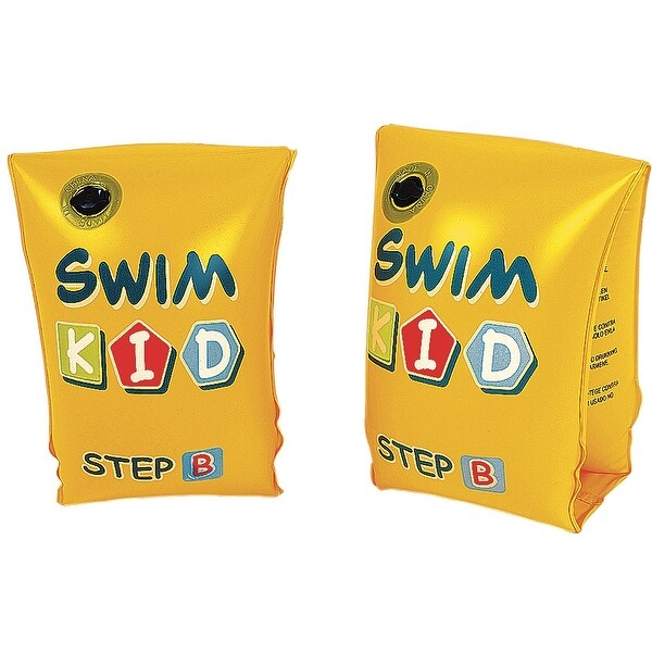 Set of 2 Yellow Swim Kid "Step B" Inflatable Swimming Pool Arm Floats for Kids 3-6 Years