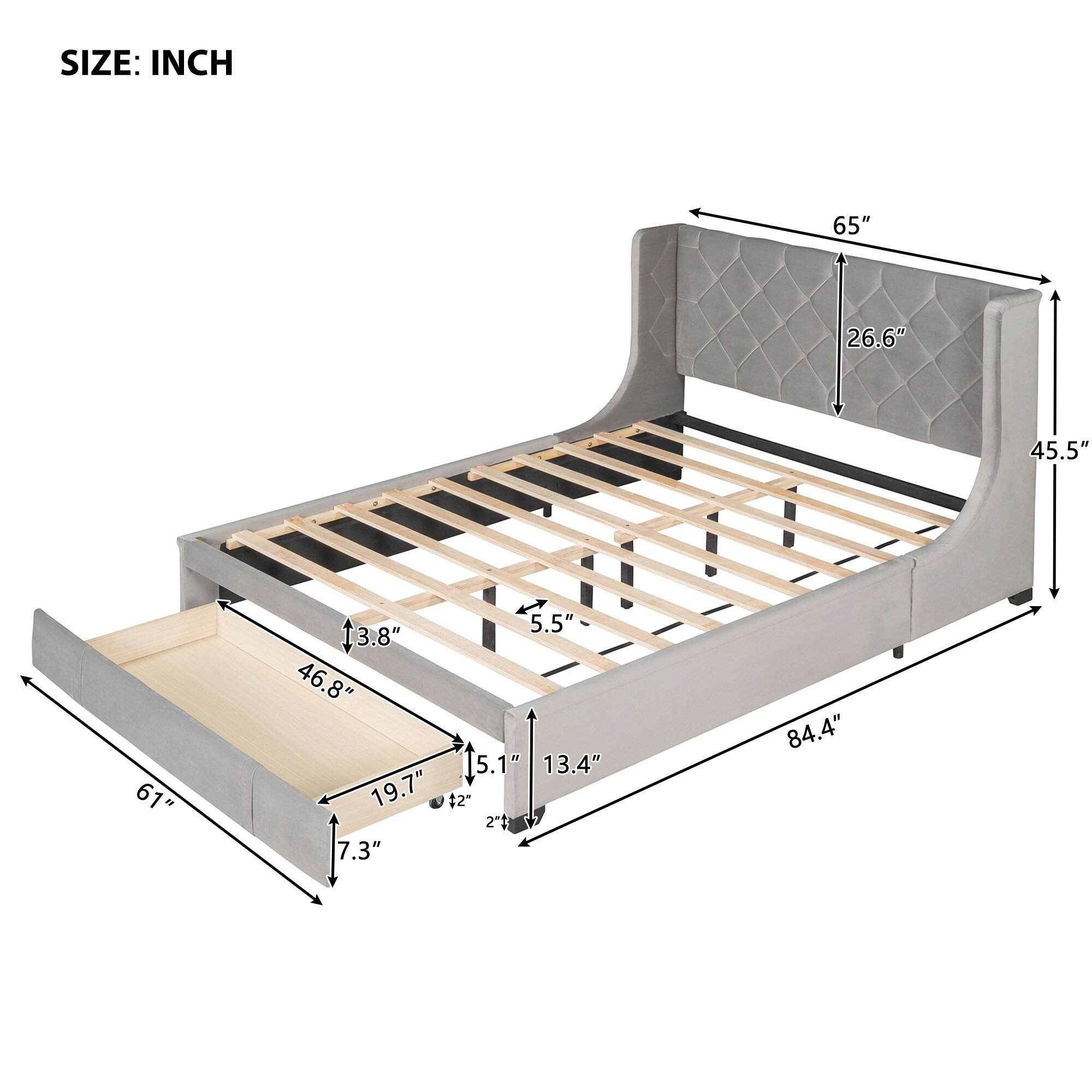 Queen size bed frame sales dimensions in feet