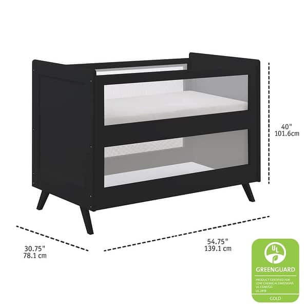 dimension image slide 4 of 8, BreathableBaby Breathable Mesh 3-in-1 Convertible Crib, Greenguard Gold Certified