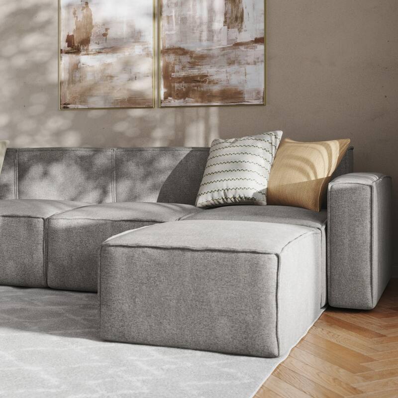 Contemporary 6 Piece Modular Sectional Sofa with 2 Ottomans