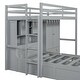 preview thumbnail 11 of 28, Twin Bunk Bed with Wardrobe, 6-Drawers, Hydraulic Lift Storage and Shelving, Space-Saving Design for Kids or Guest Rooms, Grey