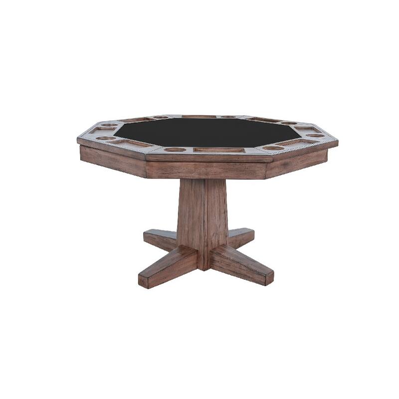 Yael Game Table w Reversible 53 Inch Black Felt Tabletop, Brown Mahogany Wood