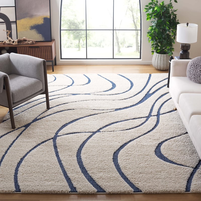 SAFAVIEH Florida Shag Sigtraud Abstract Waves 1.2-inch Thick Rug