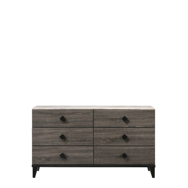slide 2 of 8, ACME Avantika Dresser in Faux Marble and Rustic Gray Oak