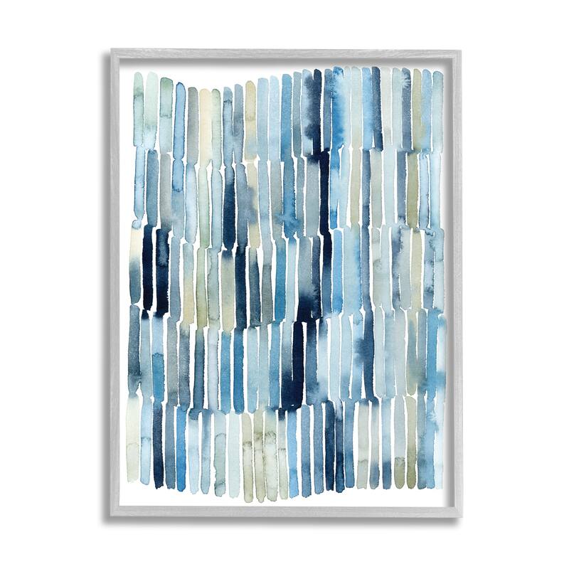 Stupell Nautical Inspired Abstraction Blue Beige Blocked Lines Framed Giclee Texturized Art by Grace Popp
