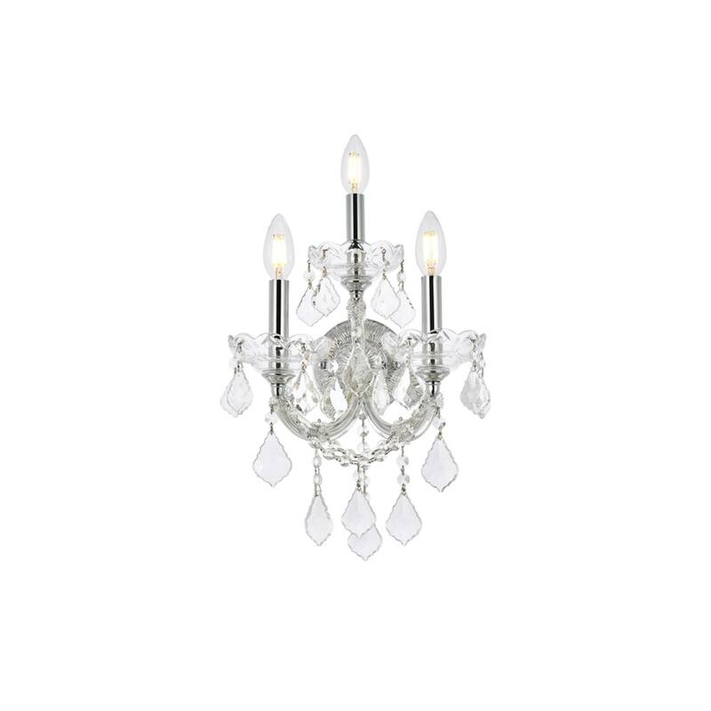 Fleur Illumination Collection Wall Sconce D:12in H:22in E:8.5in Lt:3 Chrome Finish - Chrome/royal cut crystals